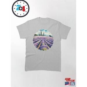 Lavender Field Floral Aesthetic Nature Cottagecore Art Unisex T-Shirt